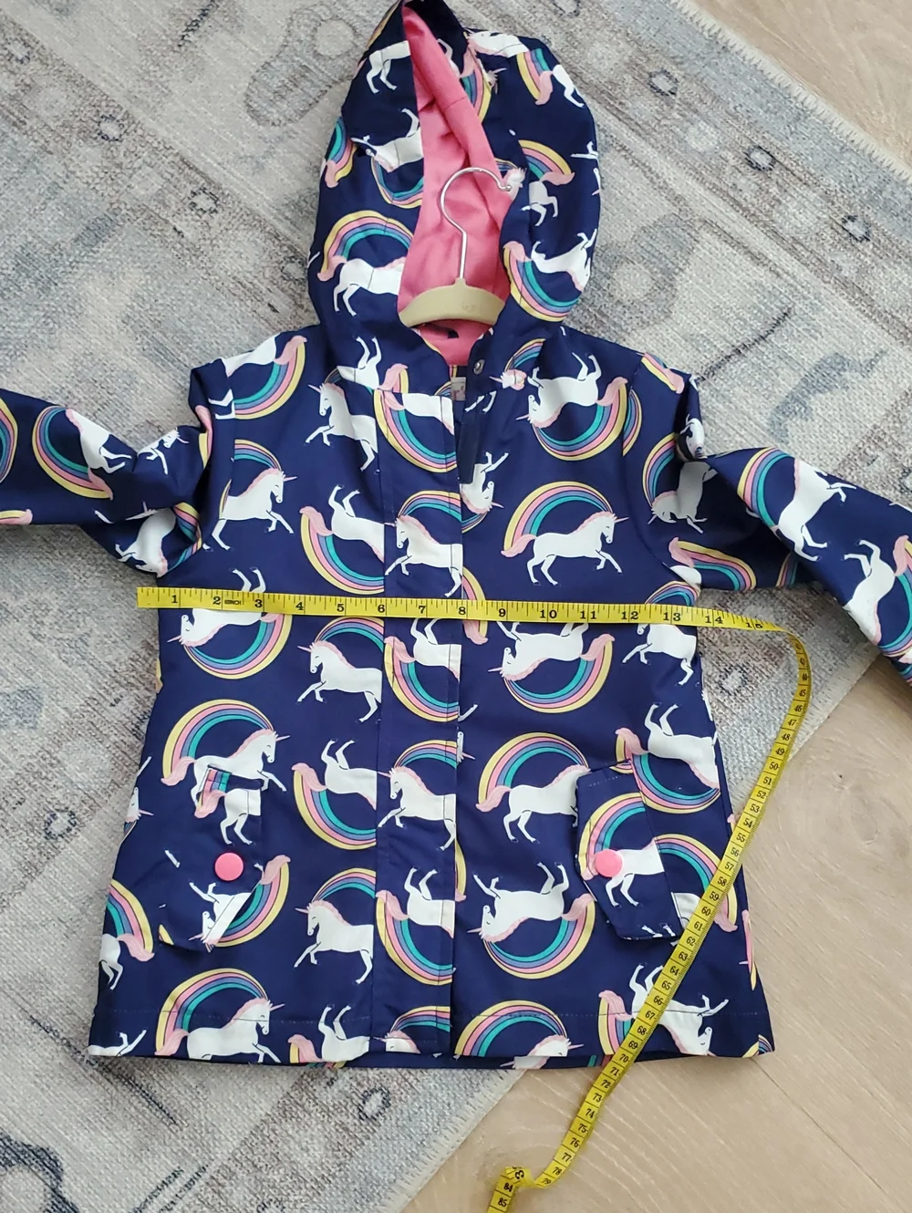 Carters Toddler Girls Rainbow Unicorn Rain Jacket Hooded Coat Sz3T